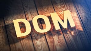 Acronym DOM on wood planks