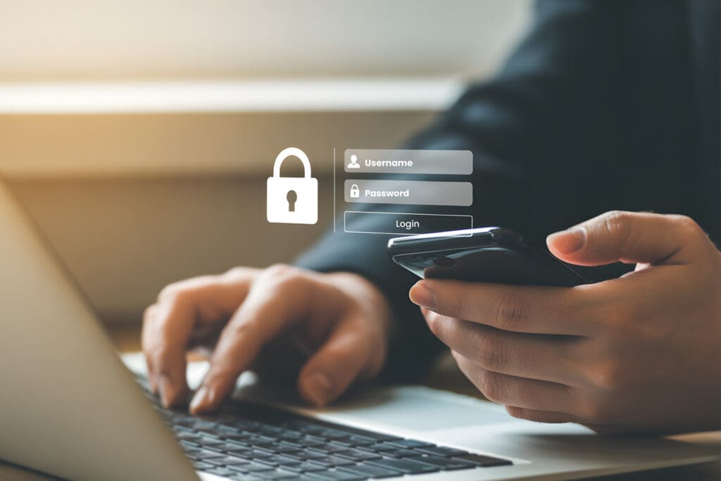 Secure Login Access with Username and Password on Mobile Device and Laptop